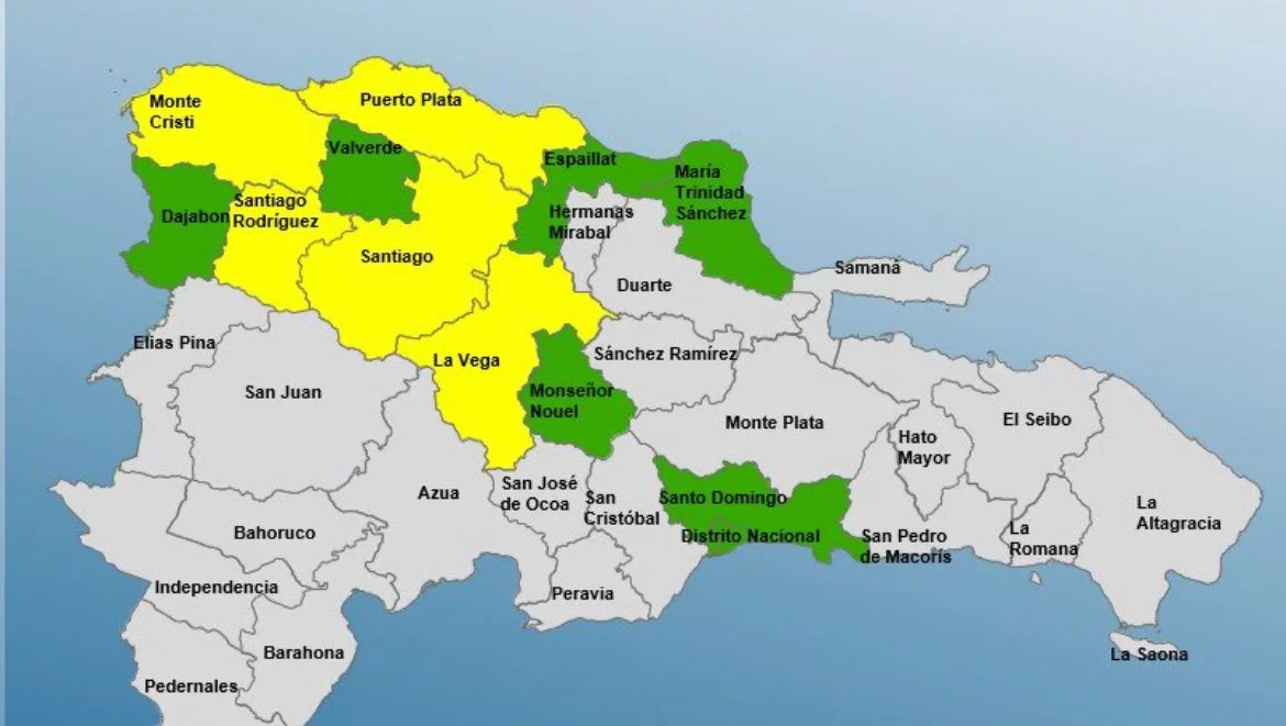 COE mantiene 12 provincias en alerta; 5 están en amarrilla