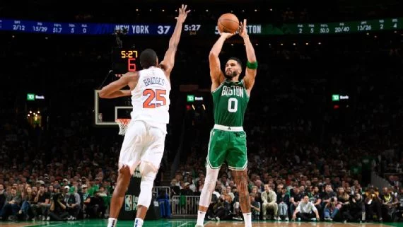 Celtics igualan el récord de triples de la NBA con 29 ante Knicks