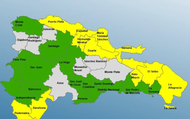 COE aumente a 11 las provincias en alerta amarrilla; 13 están en verde