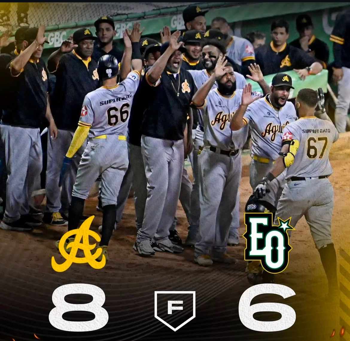 Aguilas Cibaeñas clasifican al Round Robin tras vencer a las Estrellas Orientales 8-6